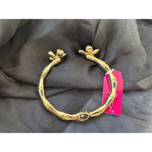 Lilly Pulitzer Flower Cuff Bracelet Gold-tone Rhinestone Hinged Bracelet NWT - Picture 12 of 16